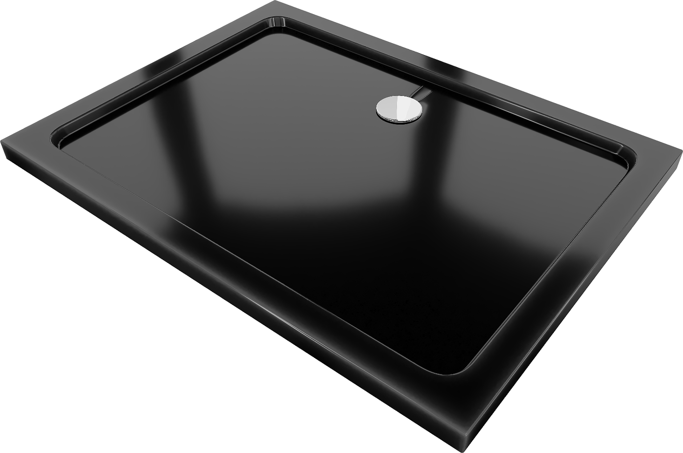 Mexen Flat rechteckige Duschwanne slim 110 x 100 cm, Schwarz, Siphon Chrom - 40701011