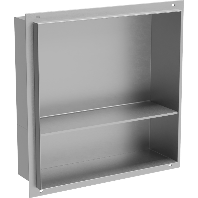 Mexen X-Wall-NR Einbauregal ohne Rahmen mit Ablage 30 x 30 cm, inox - 1911303010S