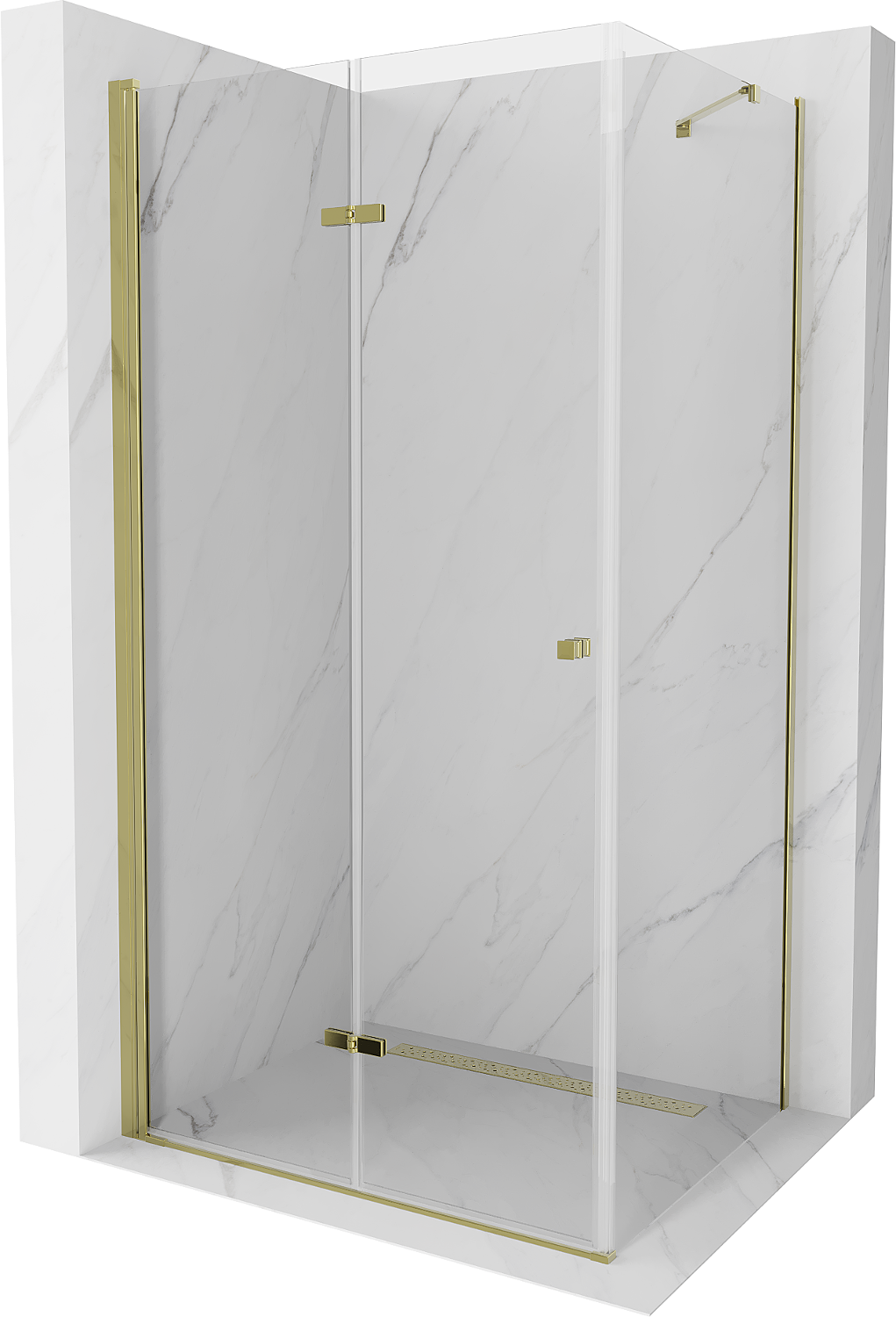 Mexen Lima klappbare Duschkabine 80 x 70 cm, Transparent, Gold - 856-080-070-50-00