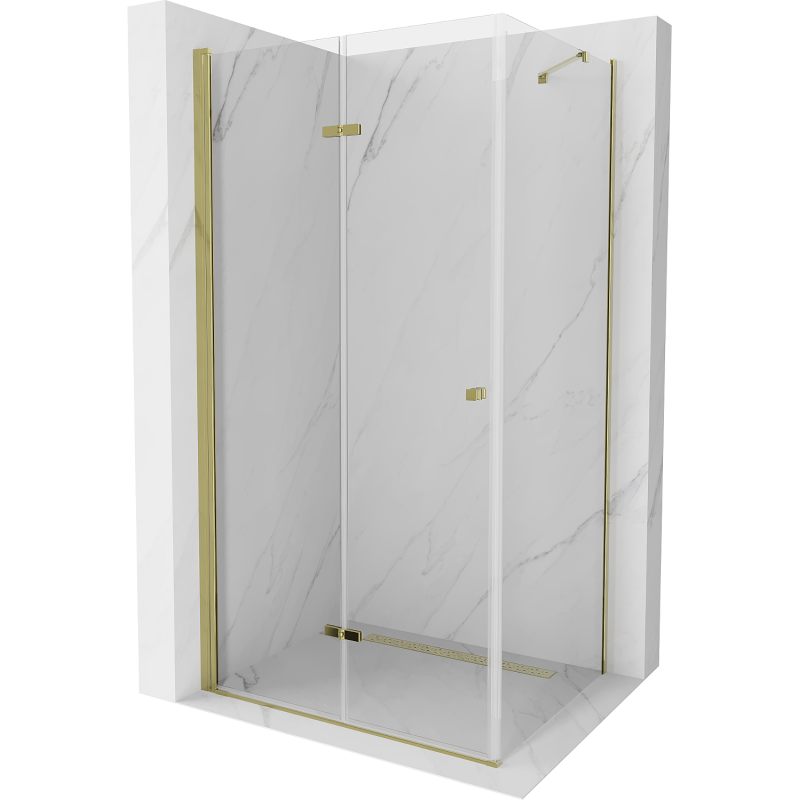 Mexen Lima klappbare Duschkabine 80 x 90 cm, Transparent, Gold - 856-080-090-50-00