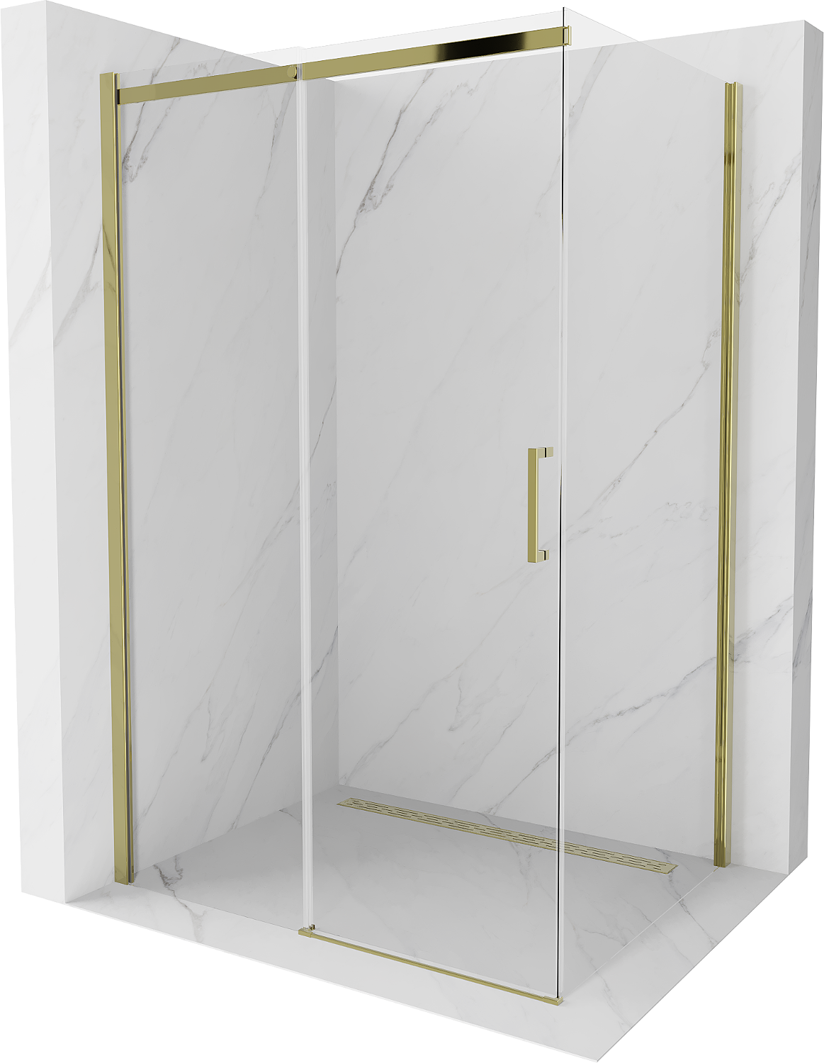 Mexen Omega ausziehbare Duschabtrennung 120 x 80 cm, Transparent, Gold - 825-120-080-50-00