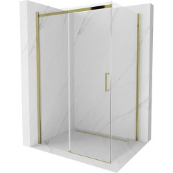 Mexen Omega ausziehbare Duschabtrennung 140 x 90 cm, Transparent, Gold - 825-140-090-50-00