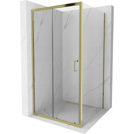 Mexen Apia ausziehbare Duschabtrennung 90 x 90 cm, Transparent, Gold - 840-090-090-50-00