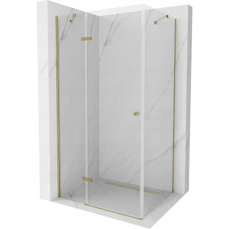 Mexen Roma kippbare Duschabtrennung 80 x 70 cm, Transparent, Gold - 854-080-070-50-00