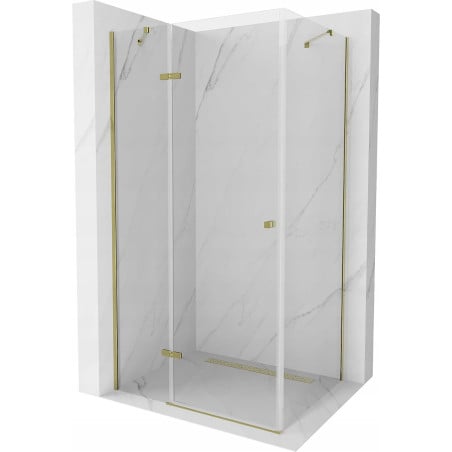 Mexen Roma kippbare Duschabtrennung 100 x 90 cm, Transparent, Gold - 854-100-090-50-00