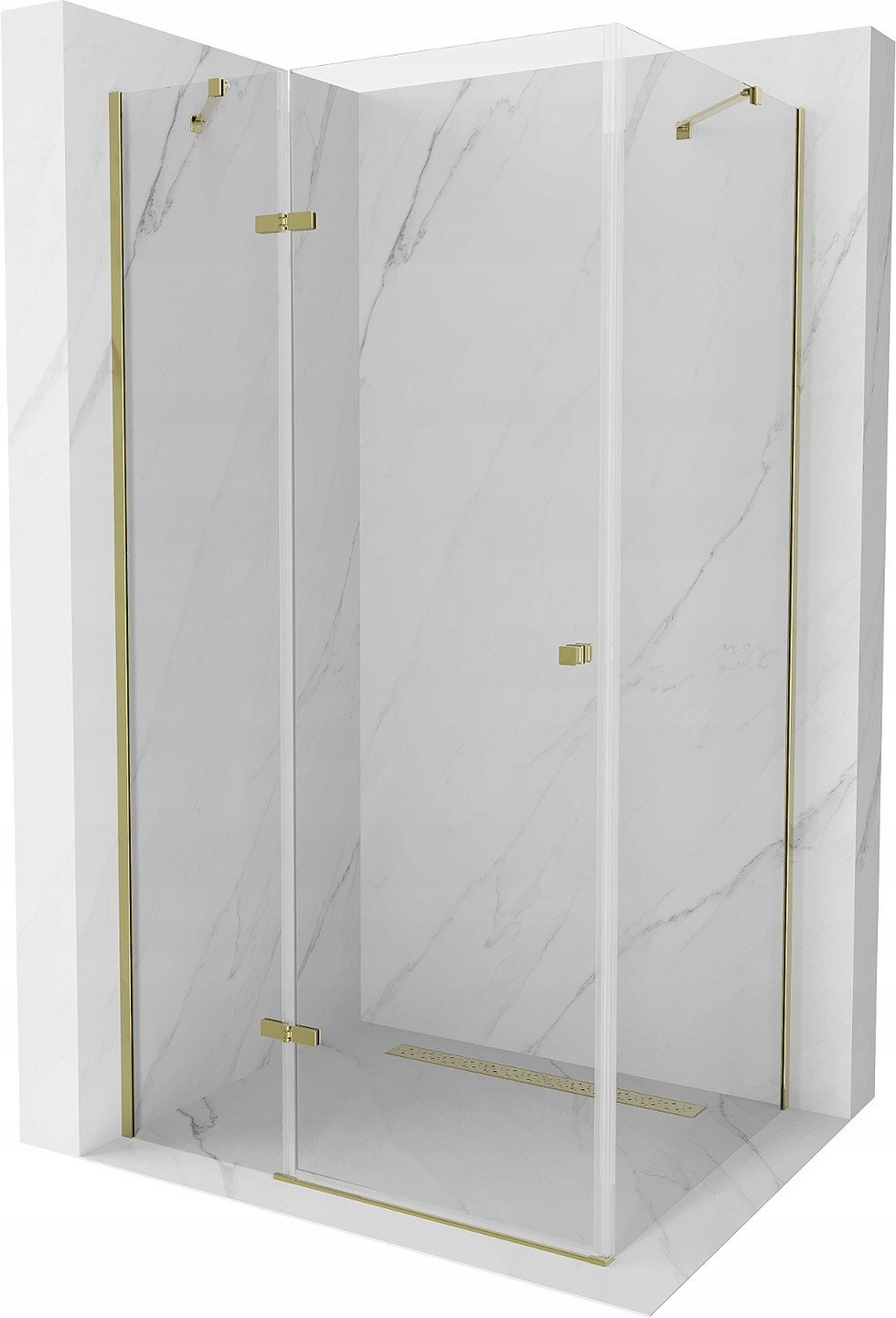 Mexen Roma kippbare Duschabtrennung 120 x 90 cm, Transparent, Gold - 854-120-090-50-00