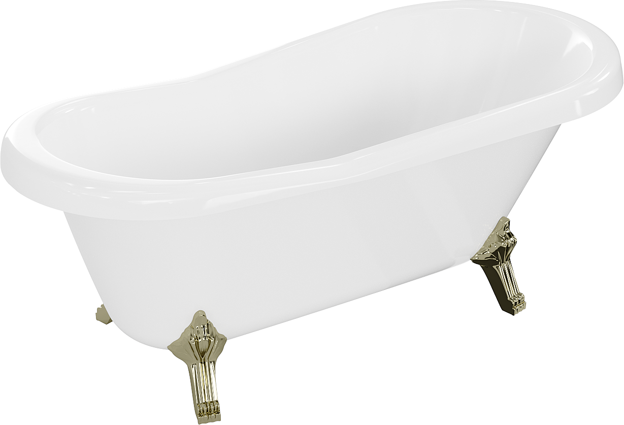 Mexen Retro freistehende Badewanne 150 x 73 cm, Weiß, Gold Beine - 53251507300-50