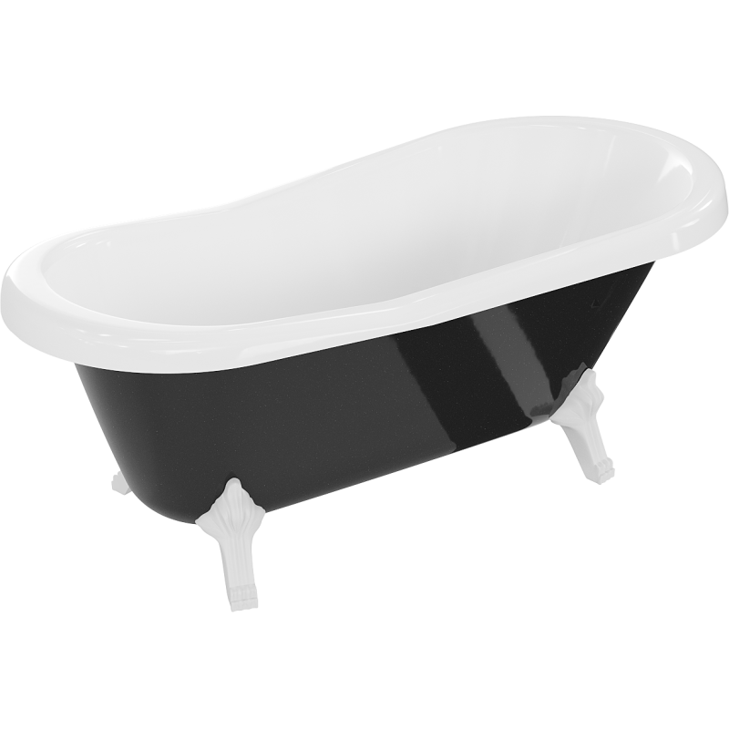 Mexen Retro freistehende Badewanne 150 x 73 cm, Weiß/Schwarz, weiße Beine - 53251507375-20