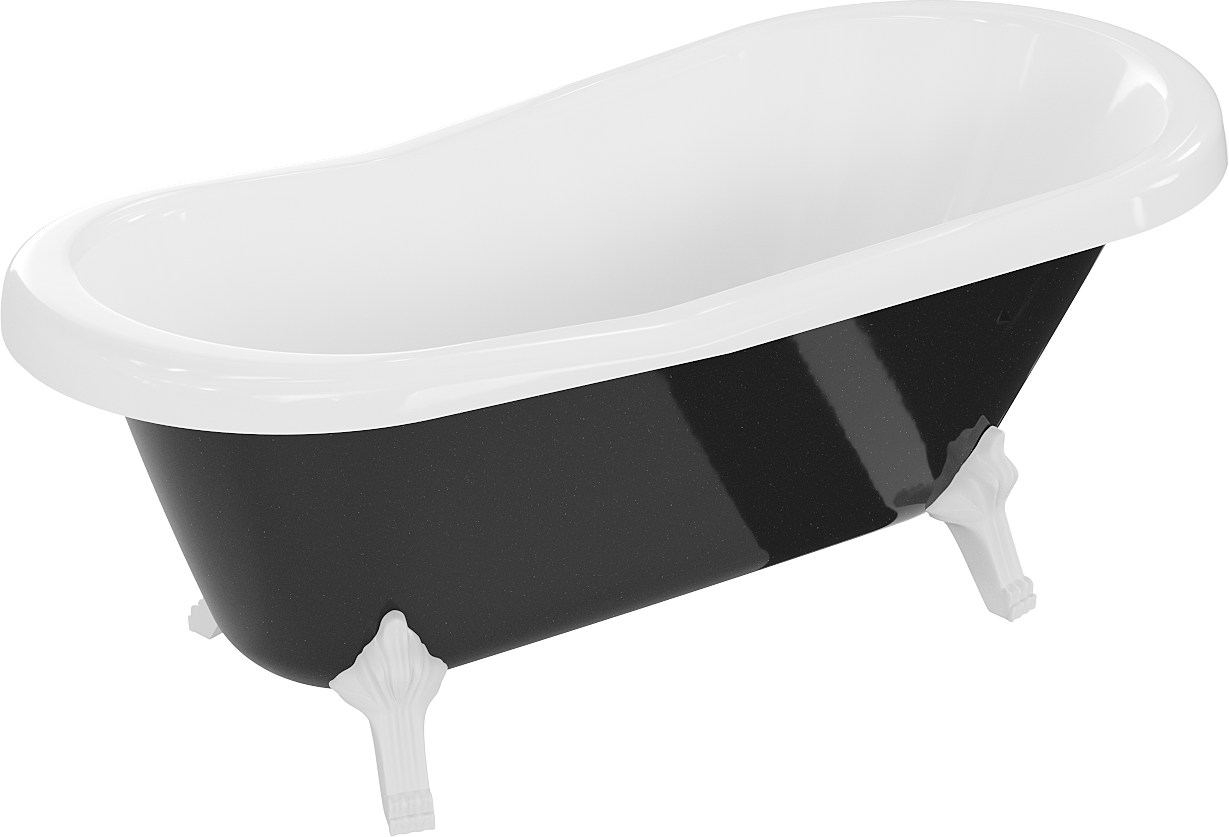 Mexen Retro freistehende Badewanne 150 x 73 cm, Weiß/Schwarz, weiße Beine - 53251507375-20