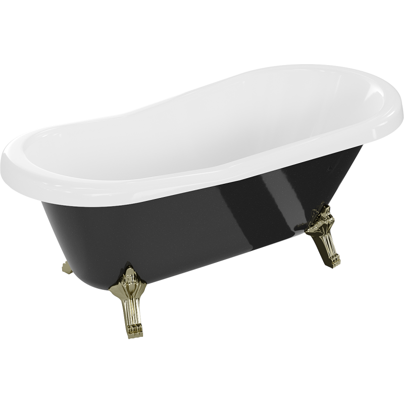 Mexen Retro freistehende Badewanne 150 x 73 cm, Weiß/Schwarz, Gold Beine - 53251507375-50