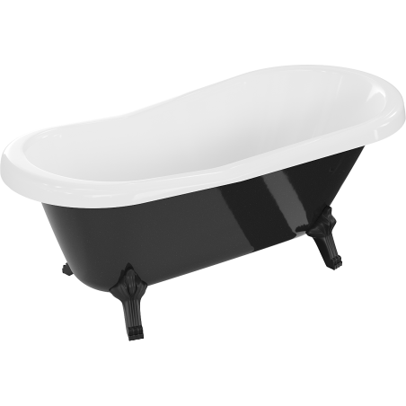 Mexen Retro freistehende Badewanne 150 x 73 cm, Weiß/Schwarz, Schwarze Beine - 53251507375-70