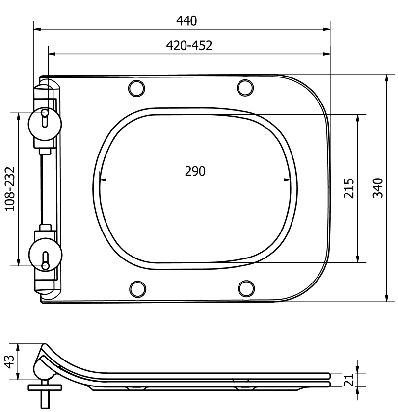 Mexen Sitz mit Absenk-Automatik schlank, duroplast, Weiß - 39080100