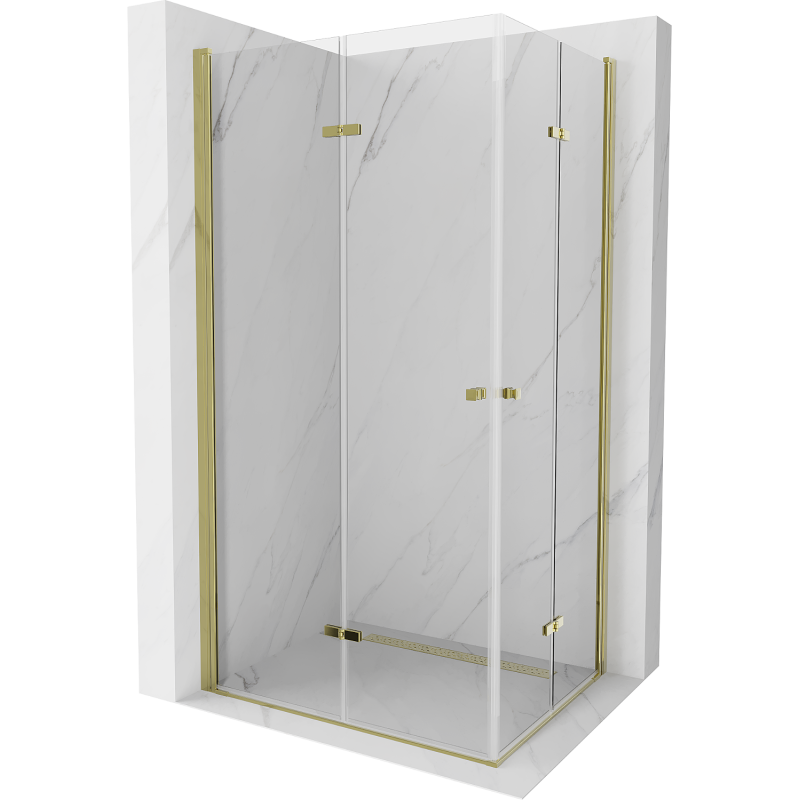 Mexen Lima Duo klappbare Duschkabine 80 x 70 cm, Transparent, Gold - 856-080-070-50-00-02