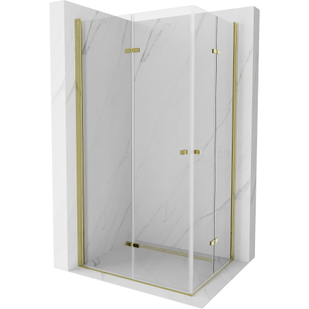 Mexen Lima Duo klappbare Duschkabine 80 x 70 cm, Transparent, Gold - 856-080-070-50-00-02