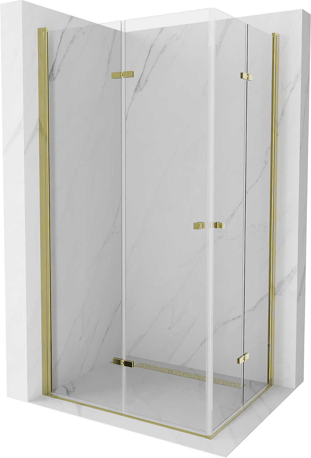 Mexen Lima Duo klappbare Duschkabine 80 x 70 cm, Transparent, Gold - 856-080-070-50-00-02