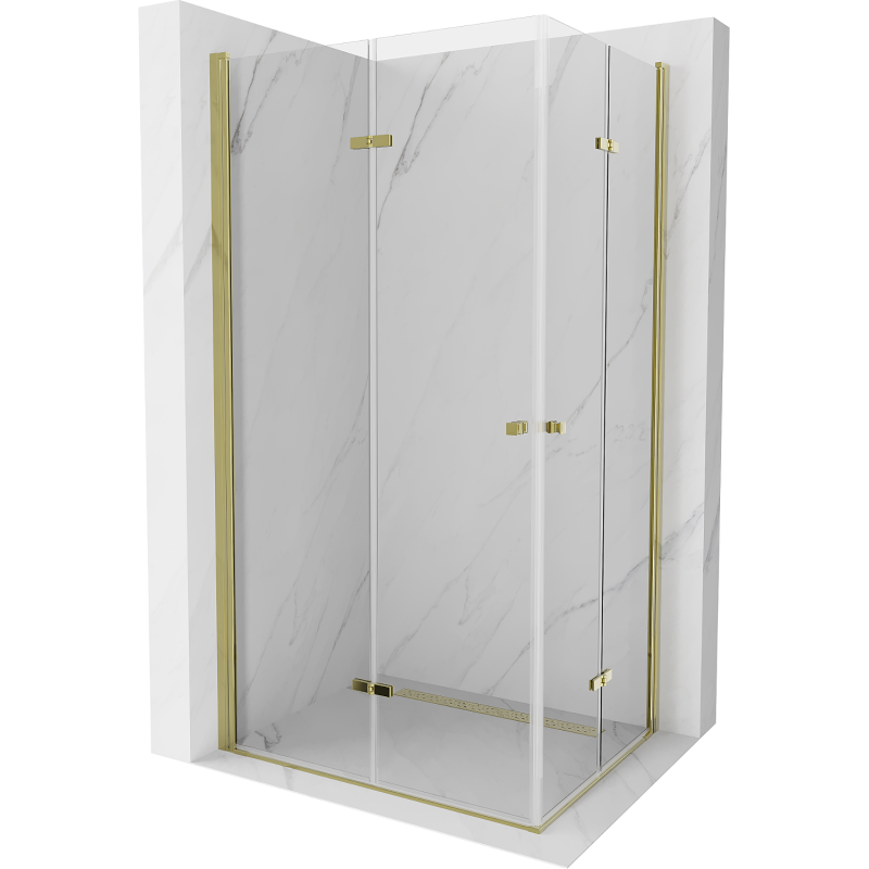 Mexen Lima Duo klappbare Duschkabine 90 x 80 cm, Transparent, Gold - 856-090-080-50-00-02