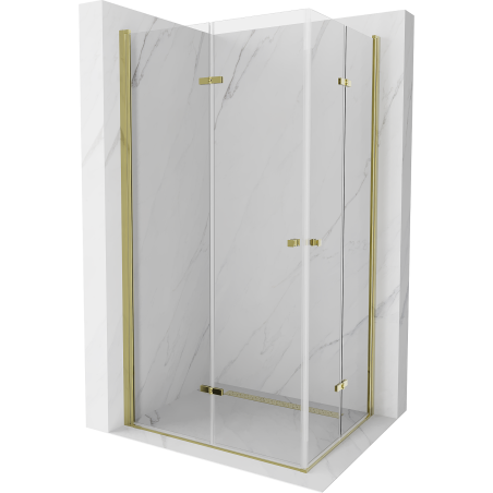 Mexen Lima Duo klappbare Duschkabine 90 x 80 cm, Transparent, Gold - 856-090-080-50-00-02