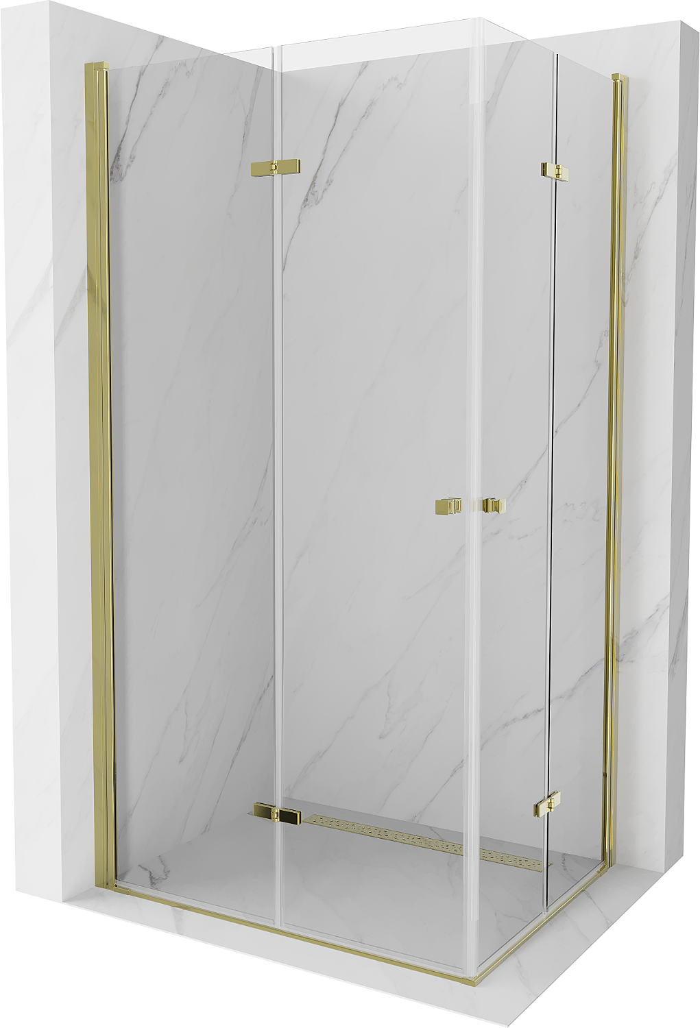 Mexen Lima Duo klappbare Duschkabine 90 x 80 cm, Transparent, Gold - 856-090-080-50-00-02