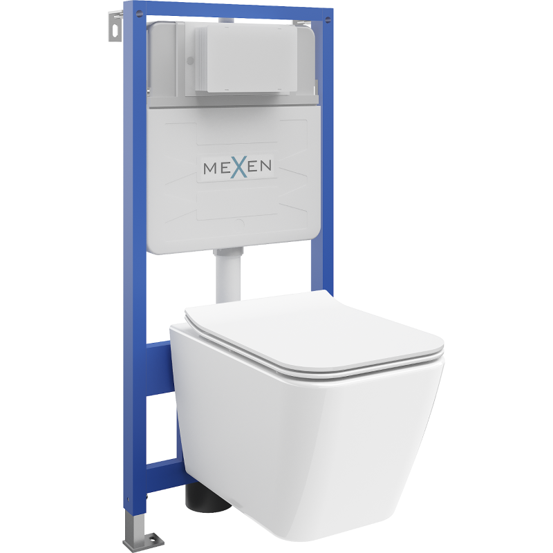 Mexen WC-Unterputzmontageset Felix Slim Rahmen mit WC Cube mit Absenk-Automatik, Weiß - 61030924000