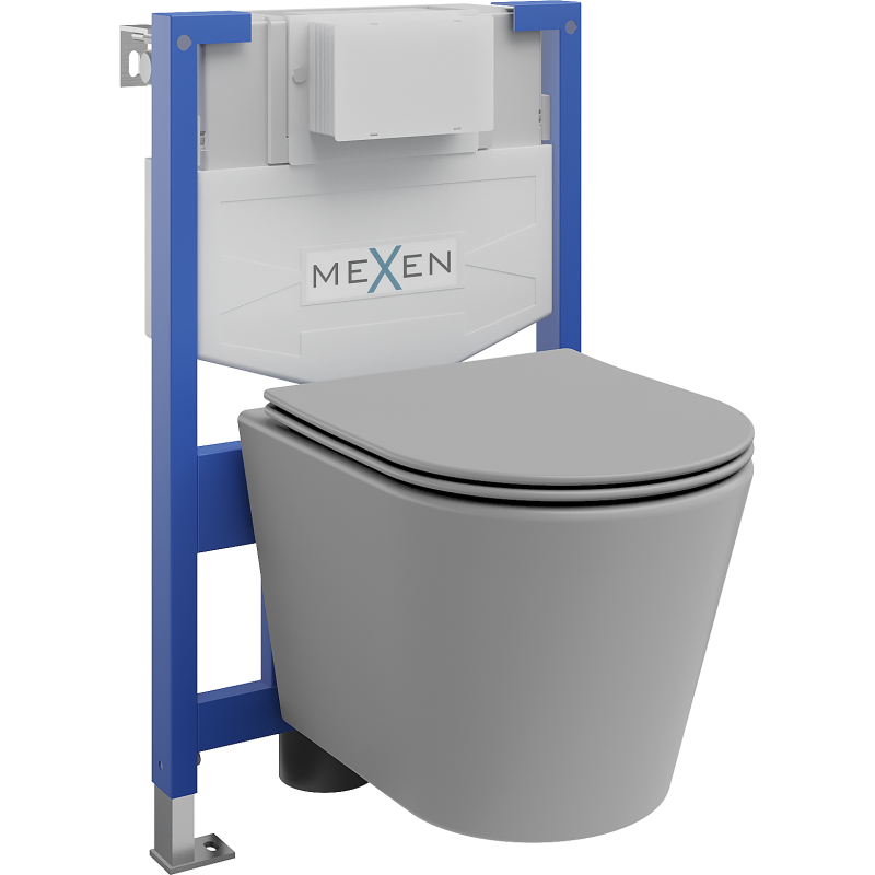 Mexen WC-Unterputzmontageset Felix XS-F Rahmen mit WC Rico mit Absenk-Automatik, Hellgrau matt - 68030724061