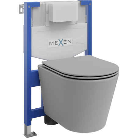 Mexen WC-Unterputzmontageset Felix XS-F Rahmen mit WC Rico mit Absenk-Automatik, Hellgrau matt - 68030724061