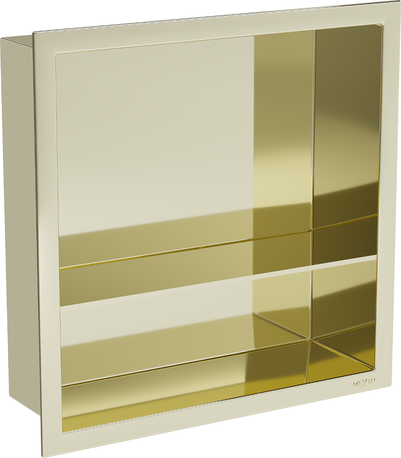 Mexen X-Wall-R Einbauregal mit Flansch und Auflage 30 x 30 cm, Gold - 1950303010S