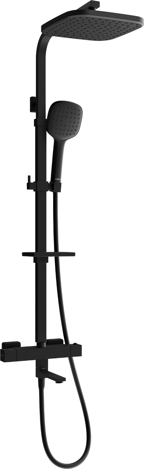 Mexen CQ33 Badewannen-/Brausegarnitur mit Kopfbrause und Thermostatmischer, Schwarz - 779103395-70
