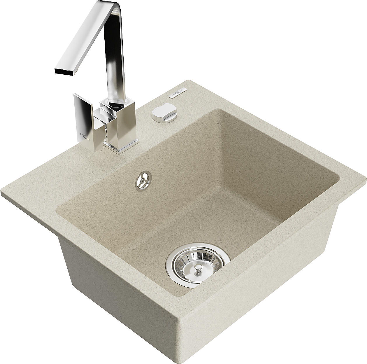 Mexen Milo 1-Becken-Granit-Spüle mit Mischbatterie Rita, Beige - 6505-69-670300-00