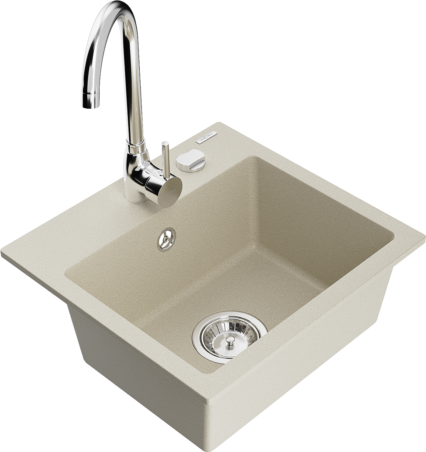 Mexen Milo 1-Becken-Granit-Spüle mit Mischbatterie Telma, Beige - 6505-69-670200-00