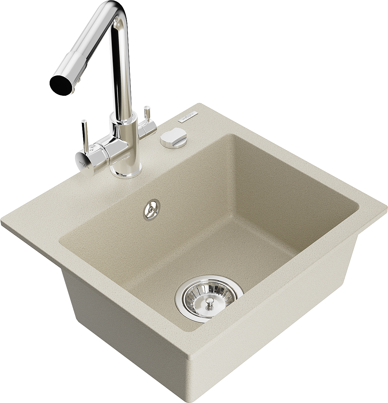 Mexen Milo 1-Becken-Granit-Spüle mit Mischbatterie Duero, Beige - 6505-69-671600-00